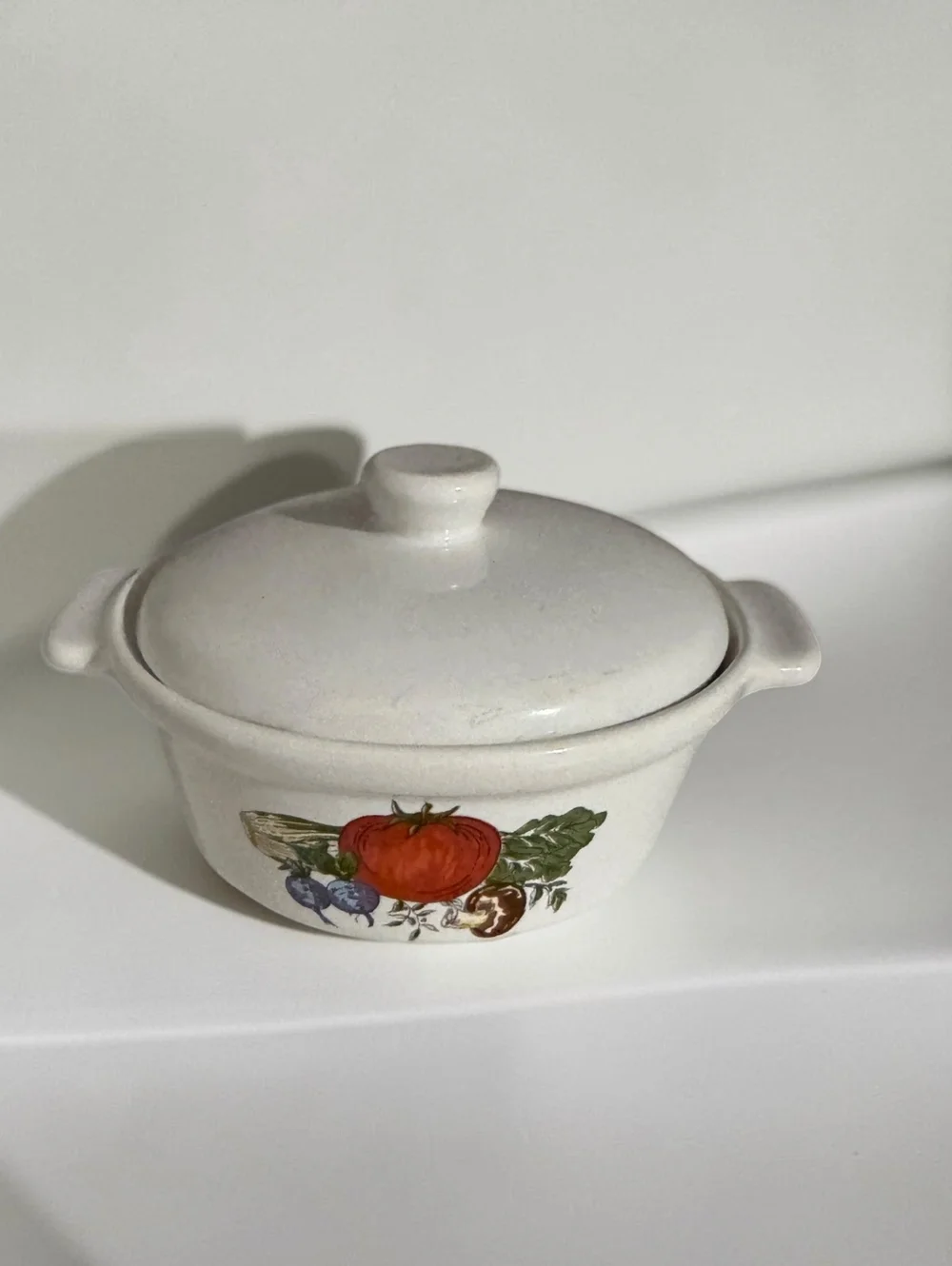 Vintage 1970s Japan Stoneware Individual Casserole Dish with Lid Tomato